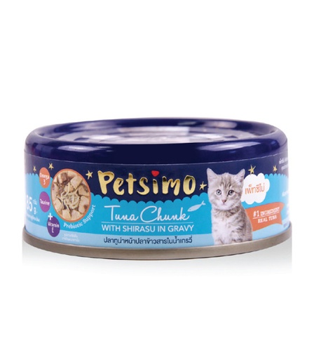 Petsimo Tuna Chunk with Shirasu in Gravy 85g Cat Wet Food