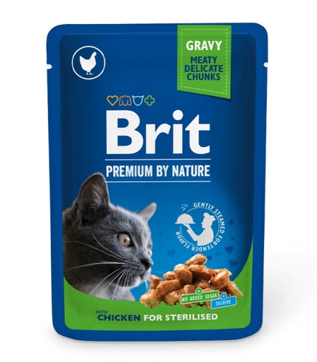 Brit Premium by Nature Gravy Chunks with Chicken for Sterilised 100g Cat Wet Food