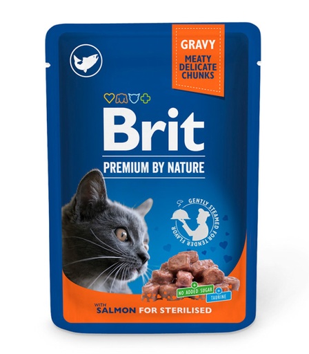 Brit Premium by Nature Gravy Chunks with Salmon for Sterilised 100g Cat Wet Food